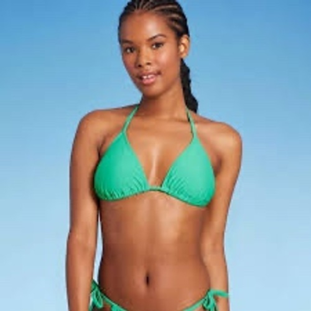 Wild Fable Green‎ Triangle Bikini Top Halter Swim XS